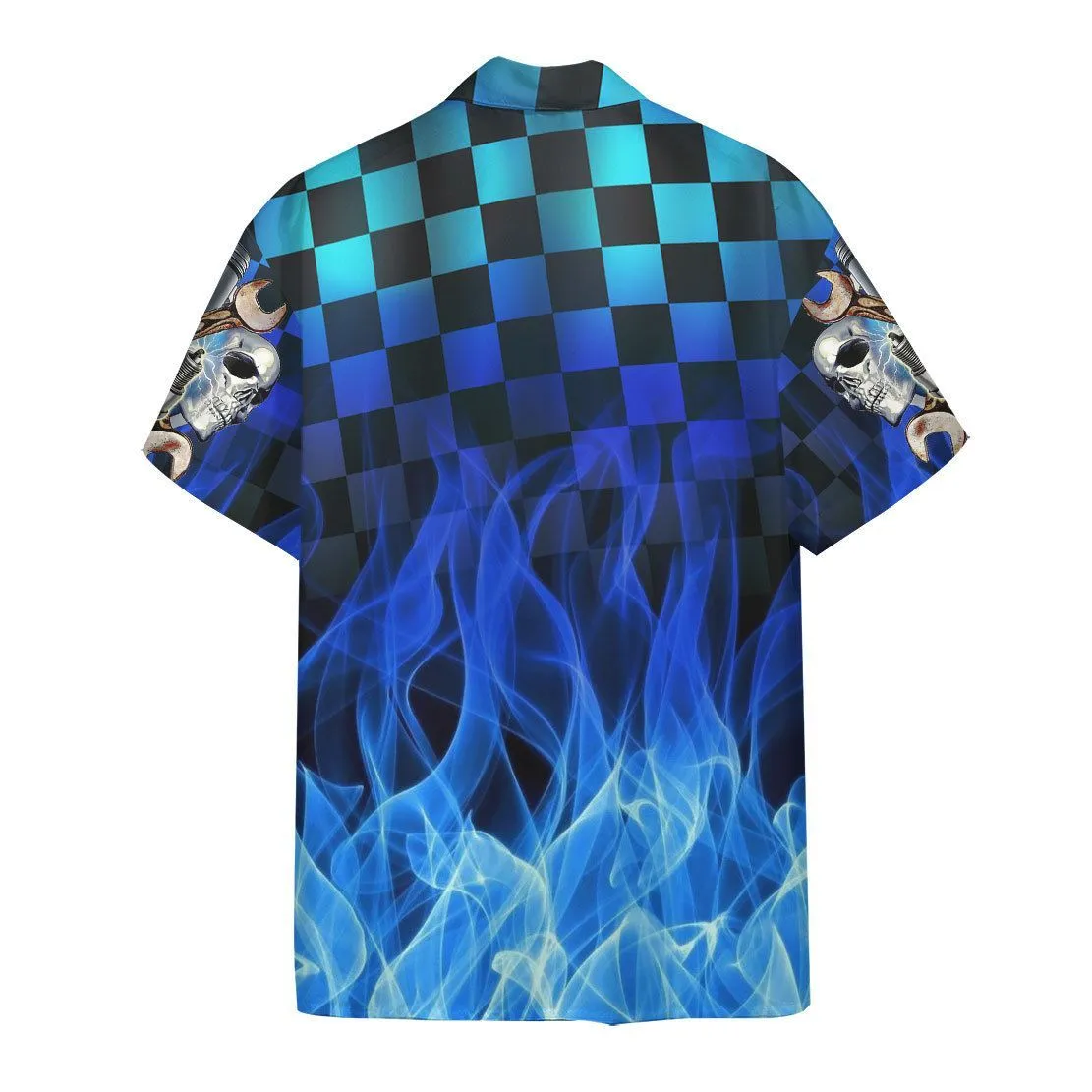 Gearhuman 3D Blue Fire Hot Rod Hawaii Shirt