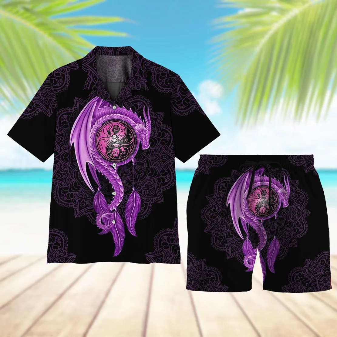 Gearhuman 3D Mandala Purple Dragon Hawaii Shirt