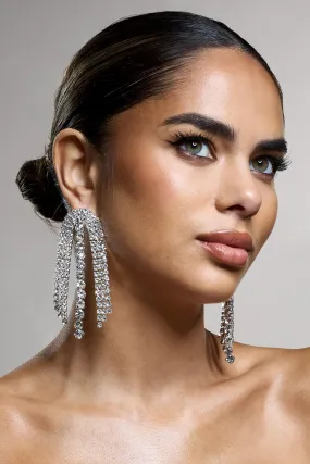 Georgie | Silver Diamante Drop Tassel Earrings