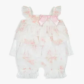 Girls Floral Chiffon Ruffle Romper