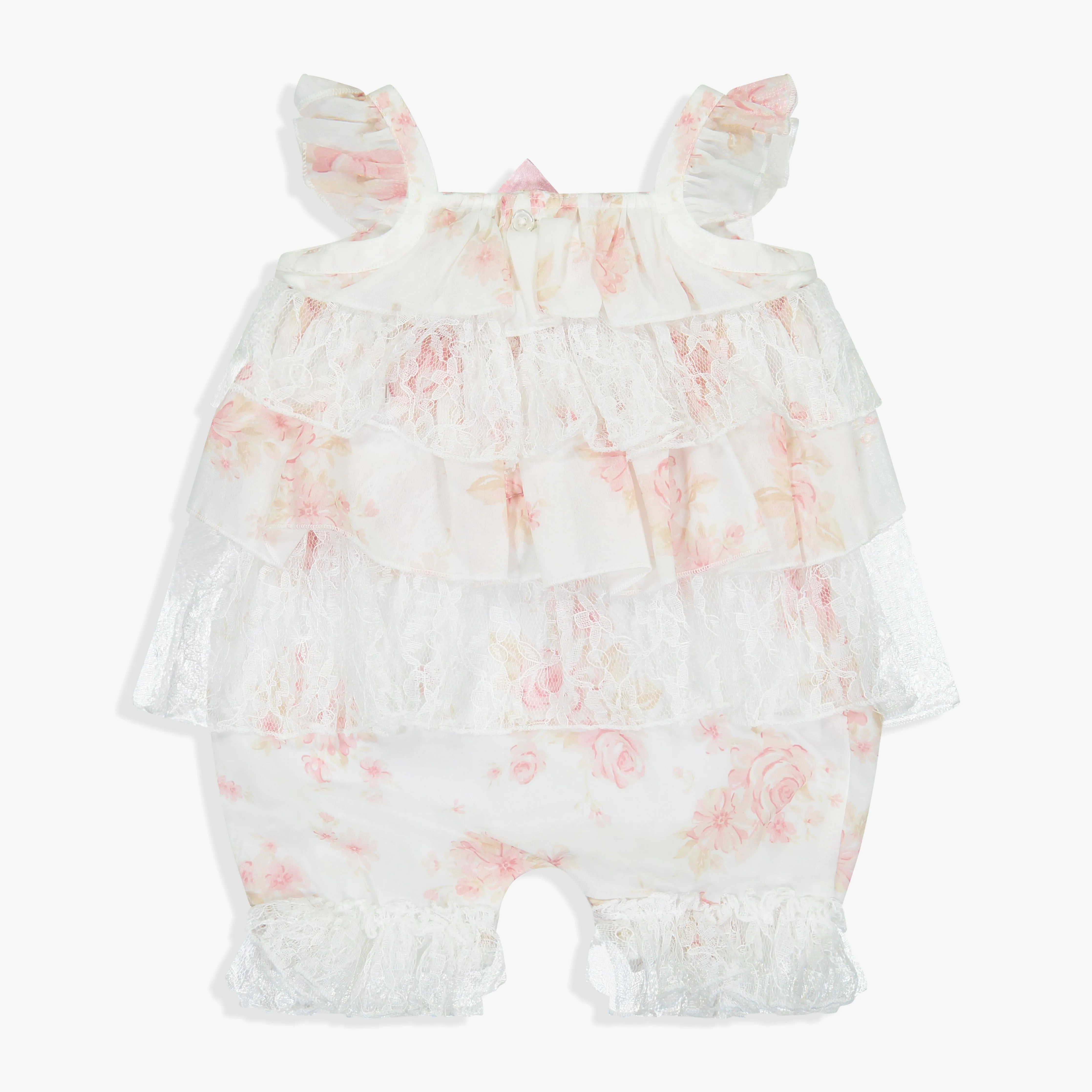 Girls Floral Chiffon Ruffle Romper