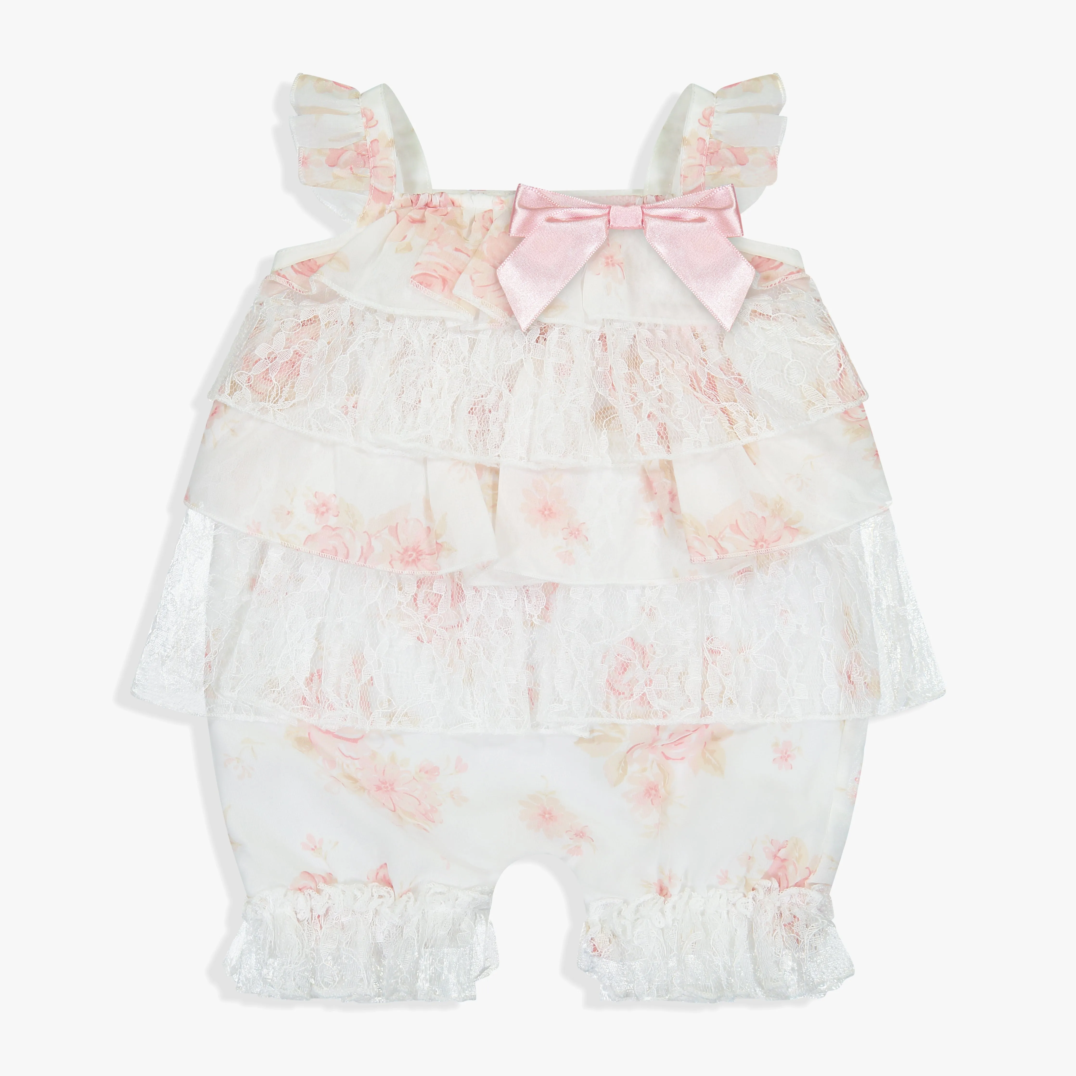 Girls Floral Chiffon Ruffle Romper