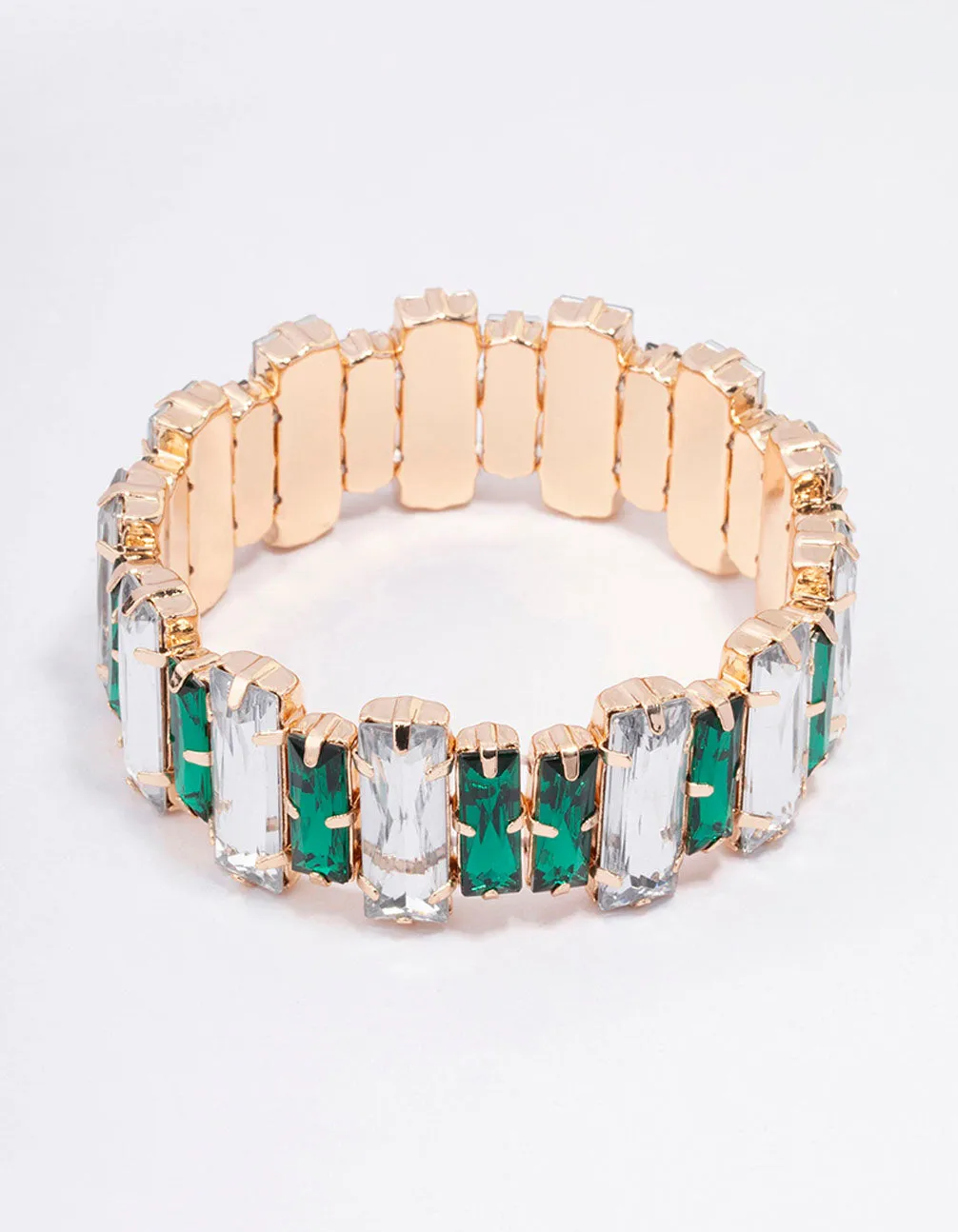 Gold & Green Rectangle Stretch Bracelet