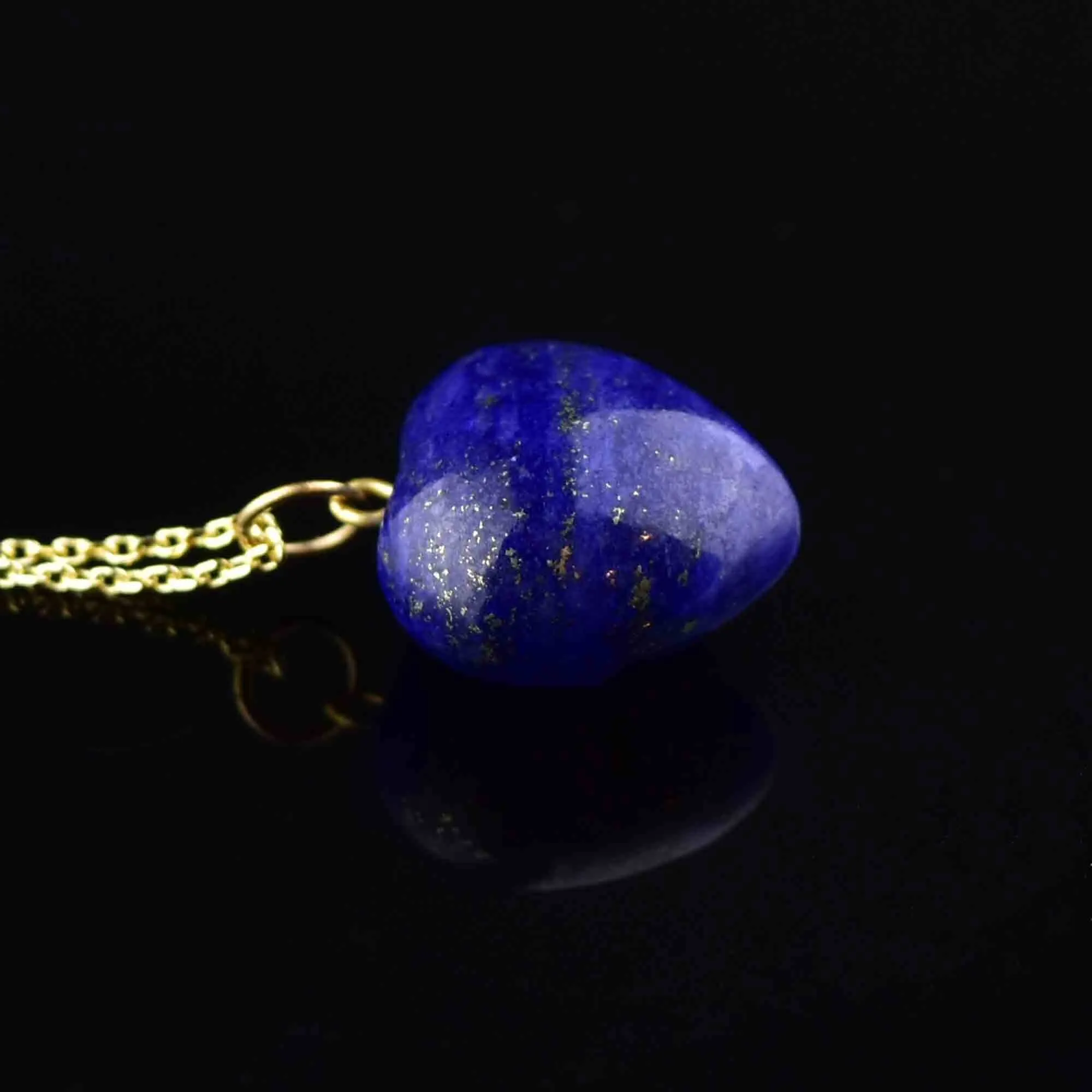 Gold Lapis Lazuli Heart Charm Necklace