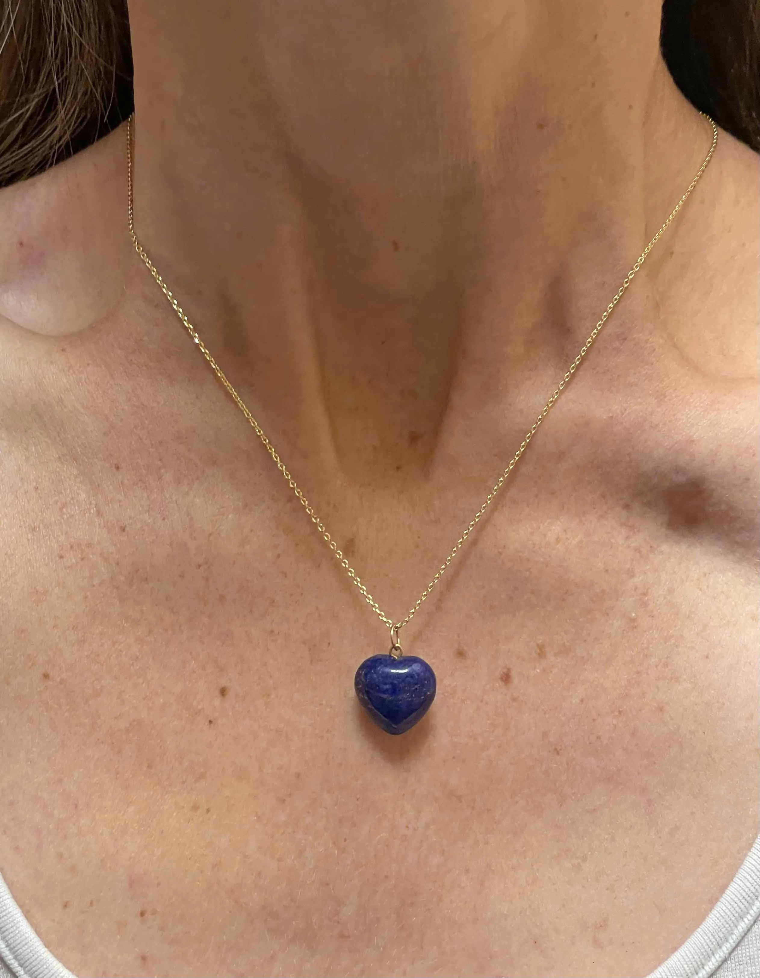 Gold Lapis Lazuli Heart Charm Necklace