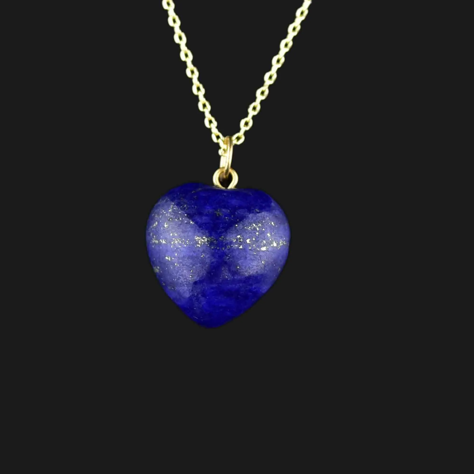 Gold Lapis Lazuli Heart Charm Necklace