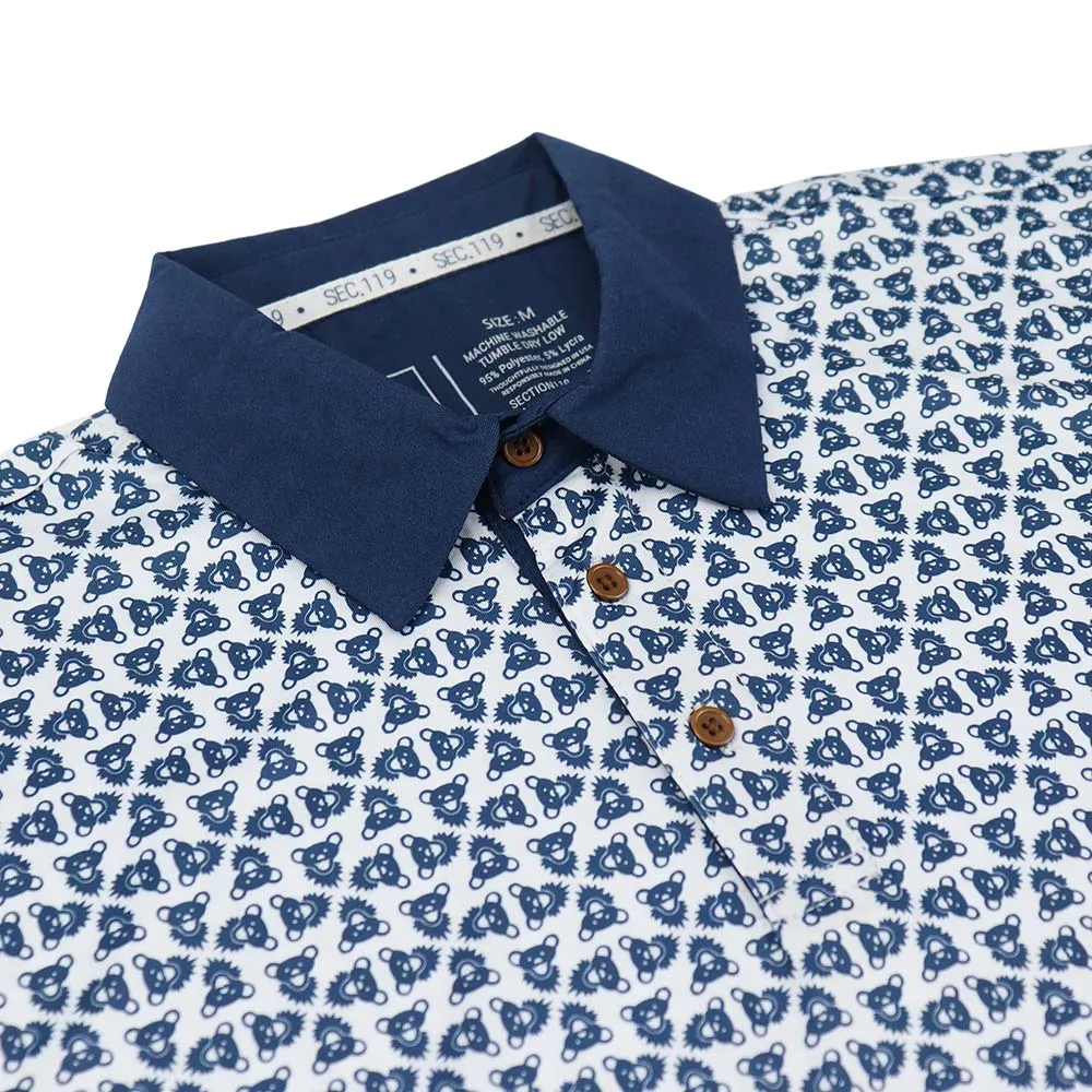 Grateful Dead | Performance Polo |  All Over Bears White & Navy