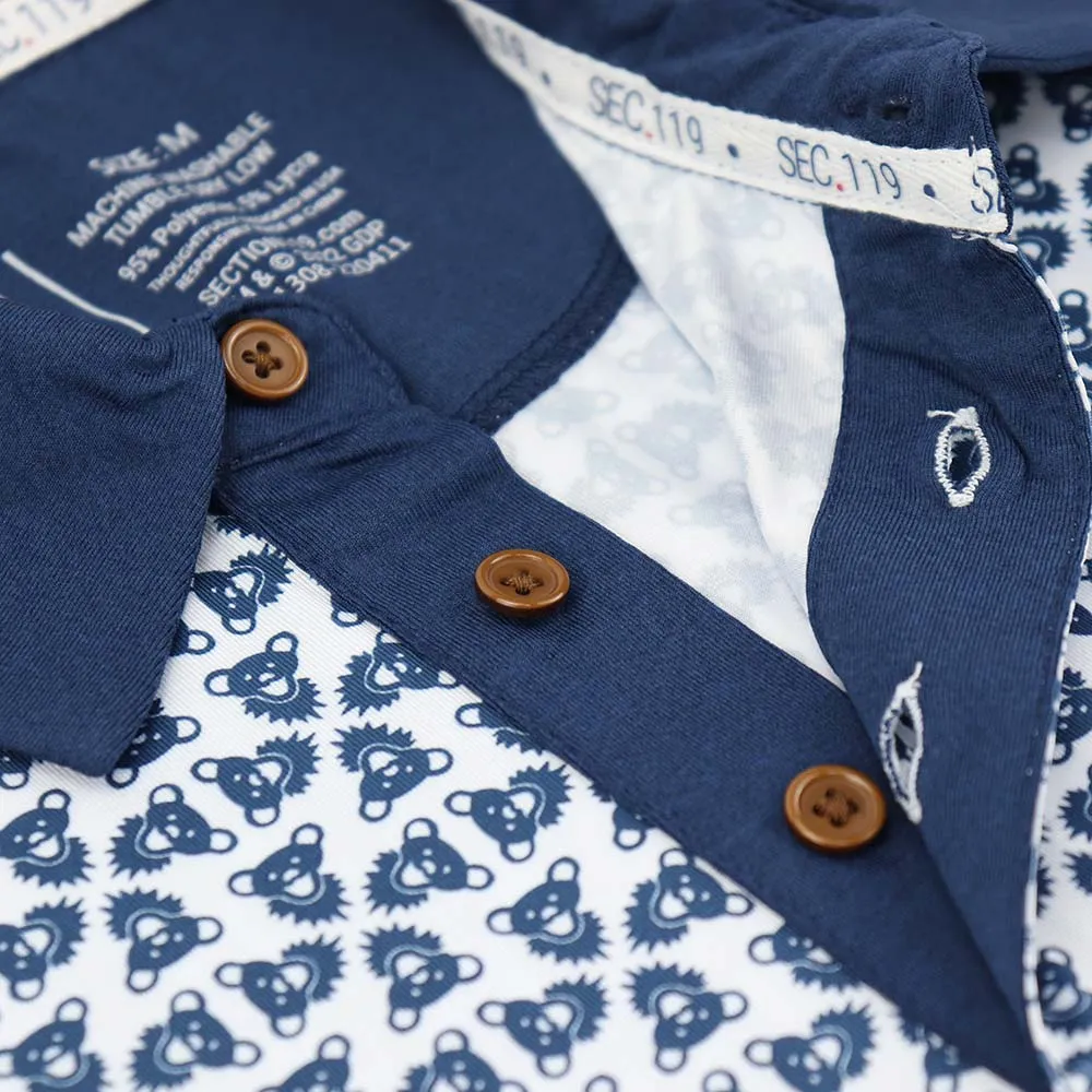 Grateful Dead | Performance Polo |  All Over Bears White & Navy