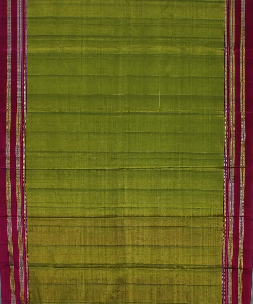 Green pink gayatri border ilkal handwoven cotton art silk saree