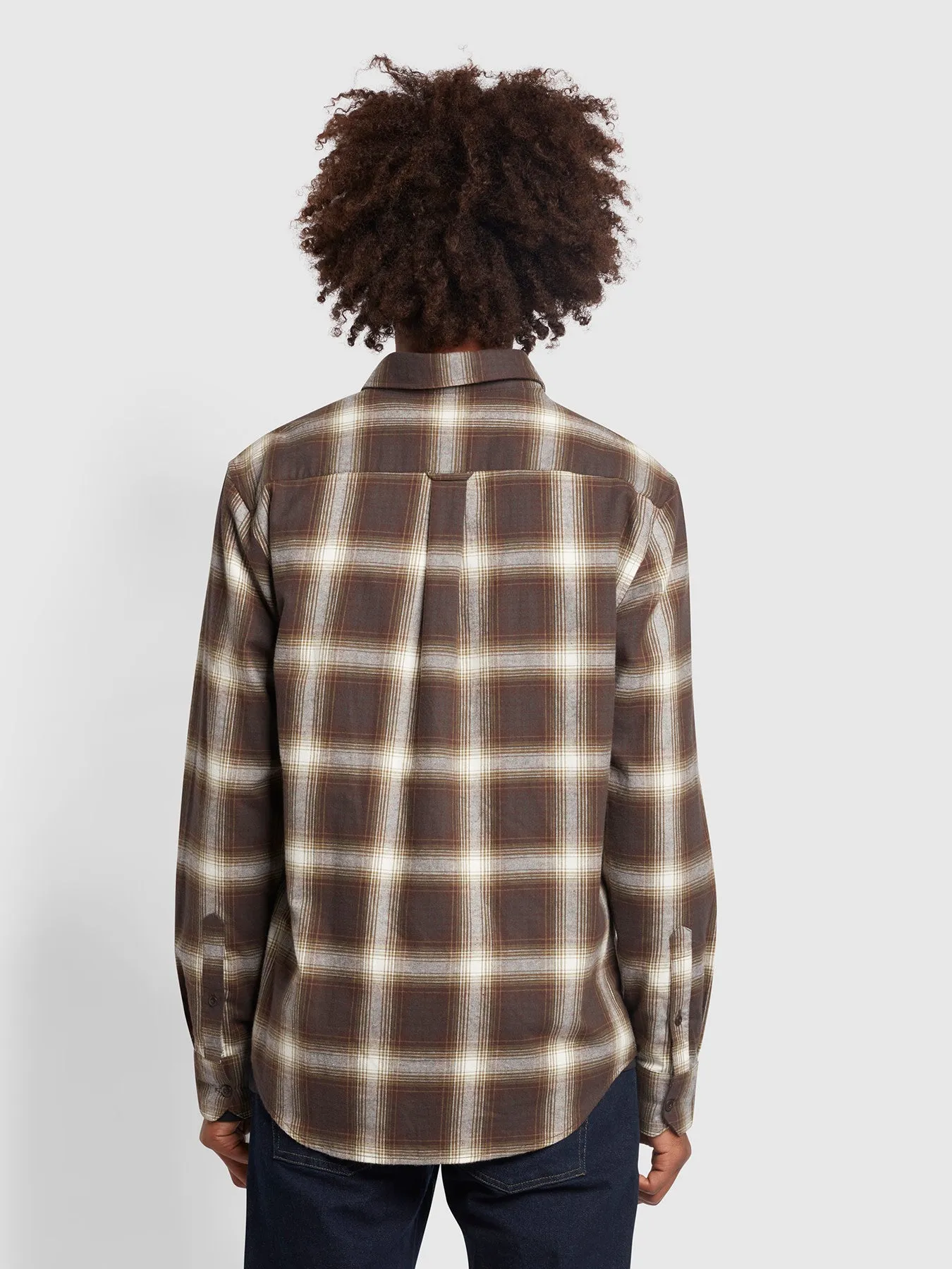 Gregory Casual Fit Organic Cotton Check Shirt In Washed Black