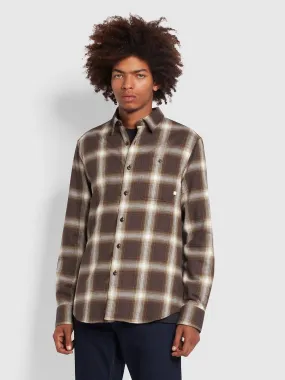 Gregory Casual Fit Organic Cotton Check Shirt In Washed Black