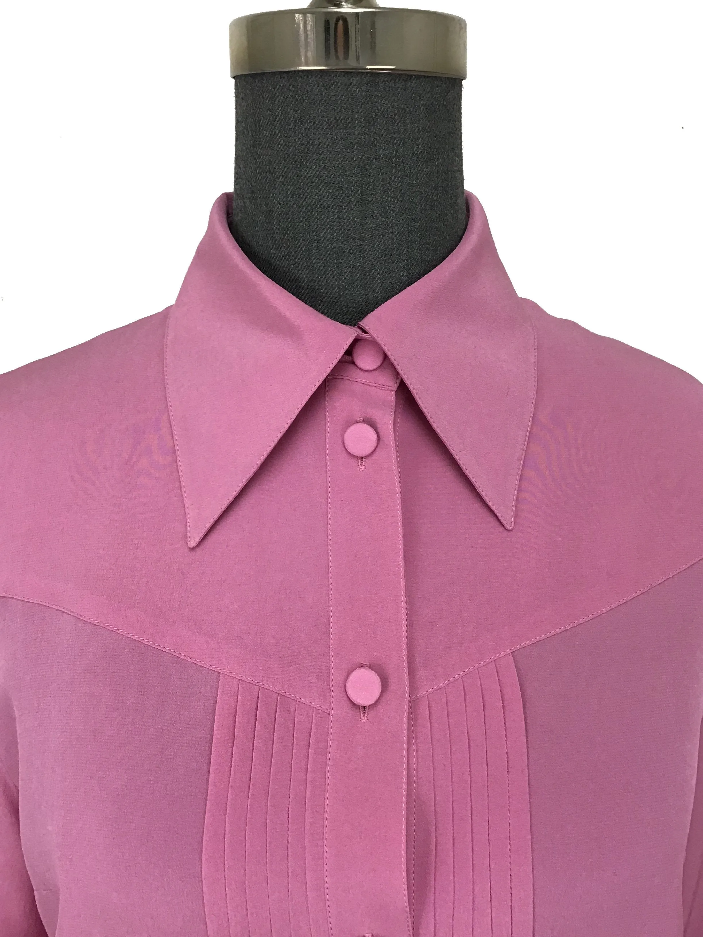 Gucci Pleated-Placket Silk Crepe De Chine Blouse Size M