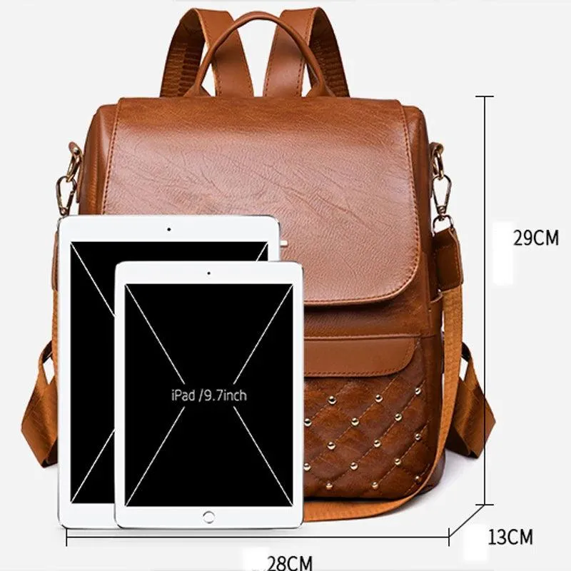 GZ235 Fashion Soft Leather Cool Backpack for Teenage Girls School