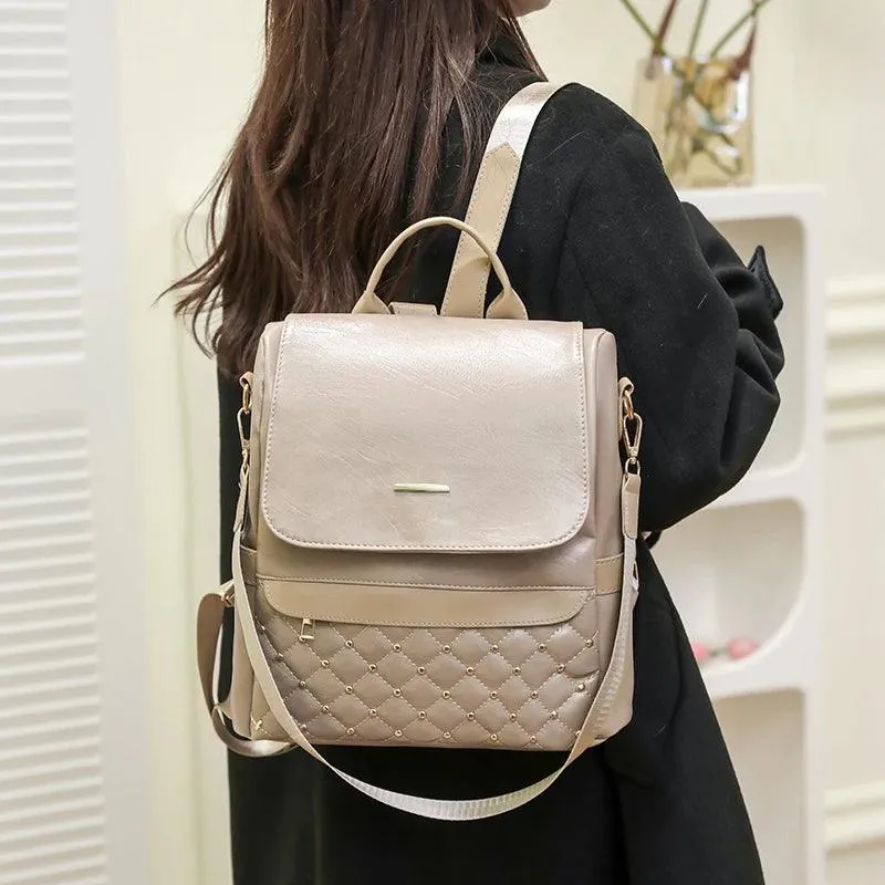 GZ235 Fashion Soft Leather Cool Backpack for Teenage Girls School