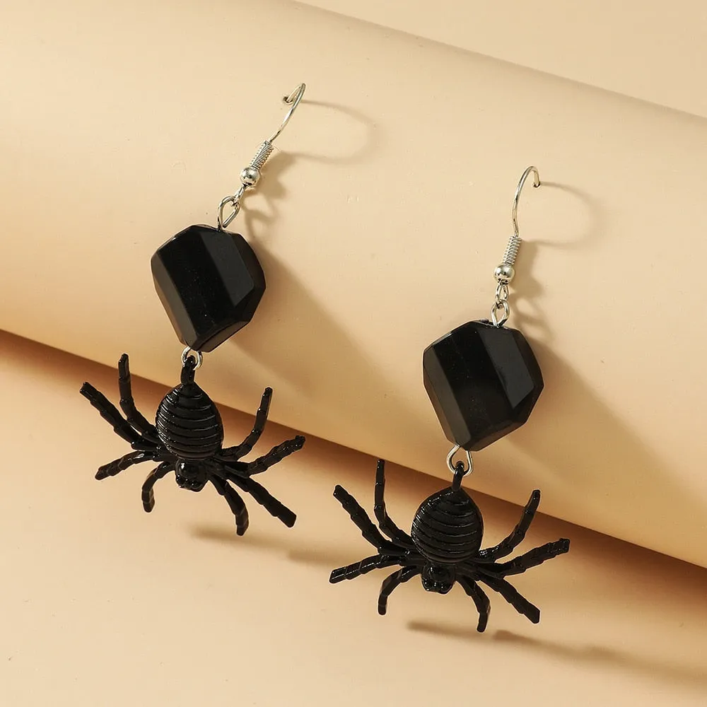 Halloween Earrings Dark Maiden Black Spider Earrings Street Shooting Girls Earrings for Women