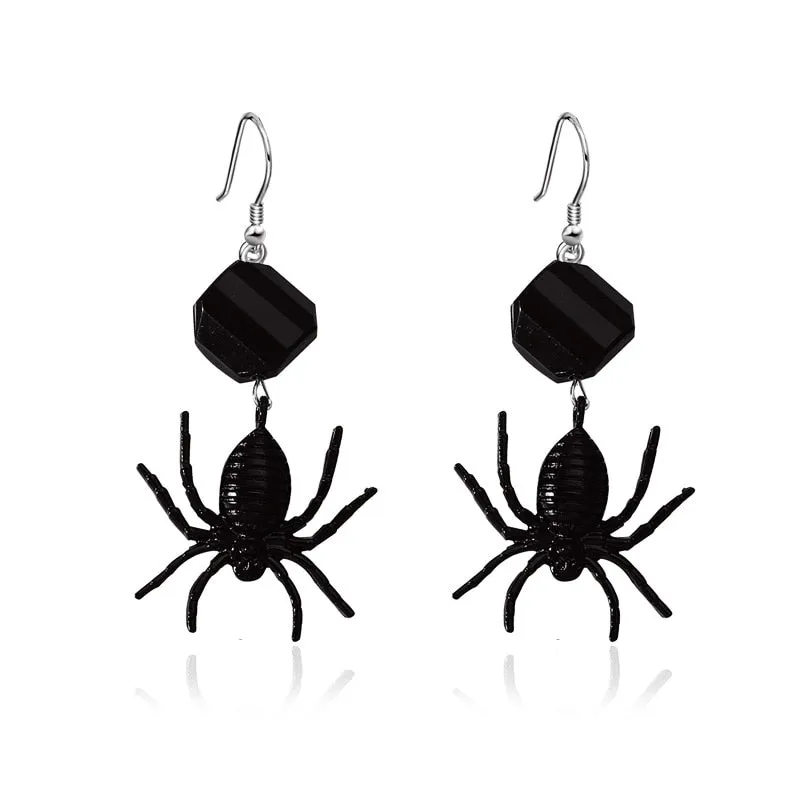 Halloween Earrings Dark Maiden Black Spider Earrings Street Shooting Girls Earrings for Women