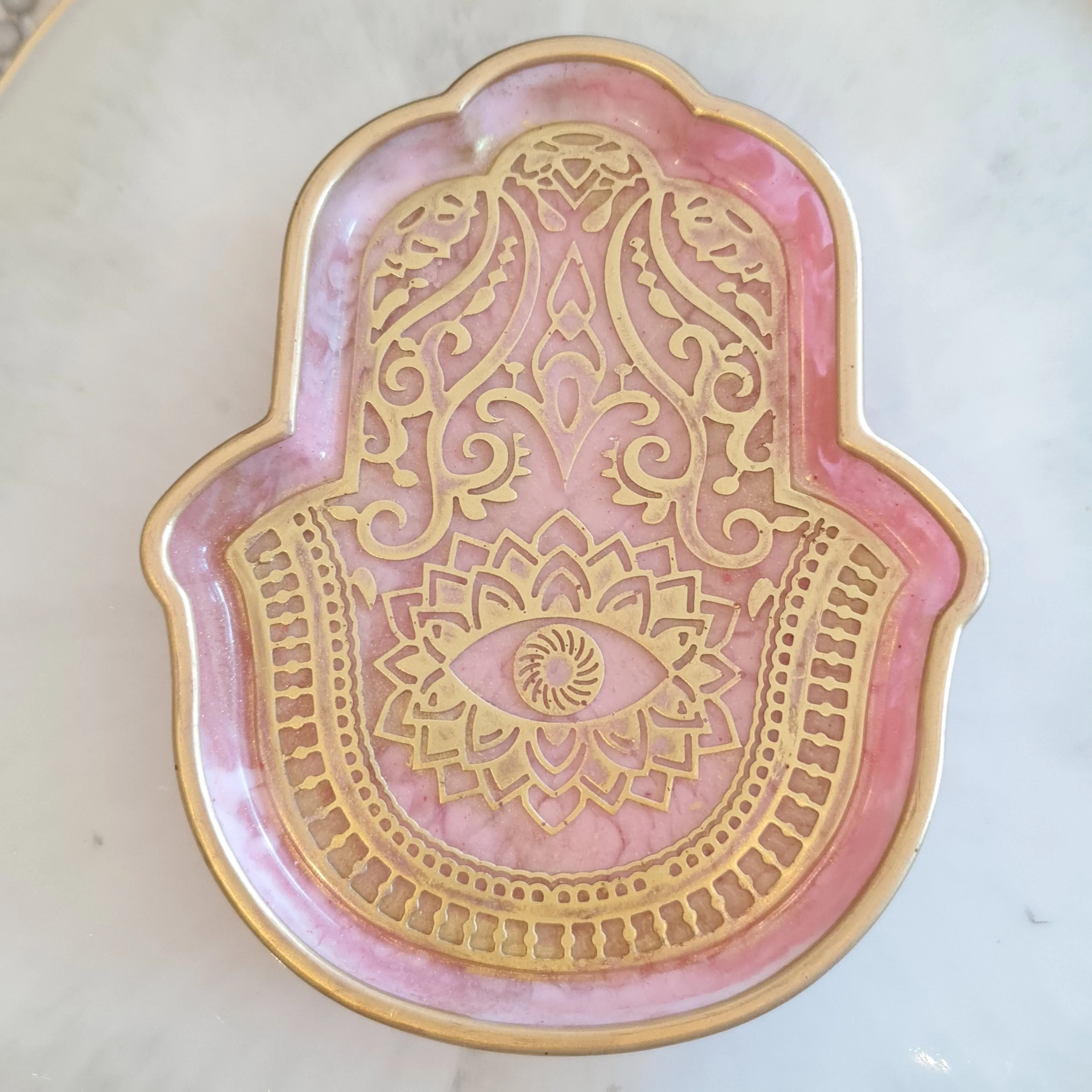 Hamsa Hand of Fatima Trinket Dish - Pink