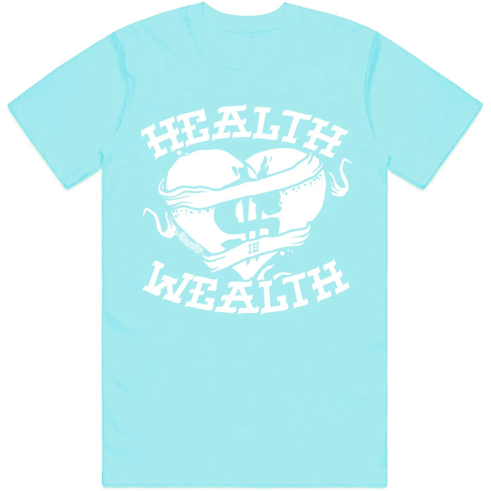 HEALTH IS WEALTH : Celadon Sneaker Tees Shirt (white ink)