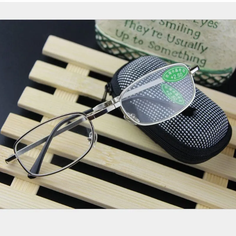 Hot Foldable Clear Men Women Reading Glasses Grid Case with Belt Clip Presbyopic  1.0 1.5 2.0 2.5 3.0 3.5  4.0