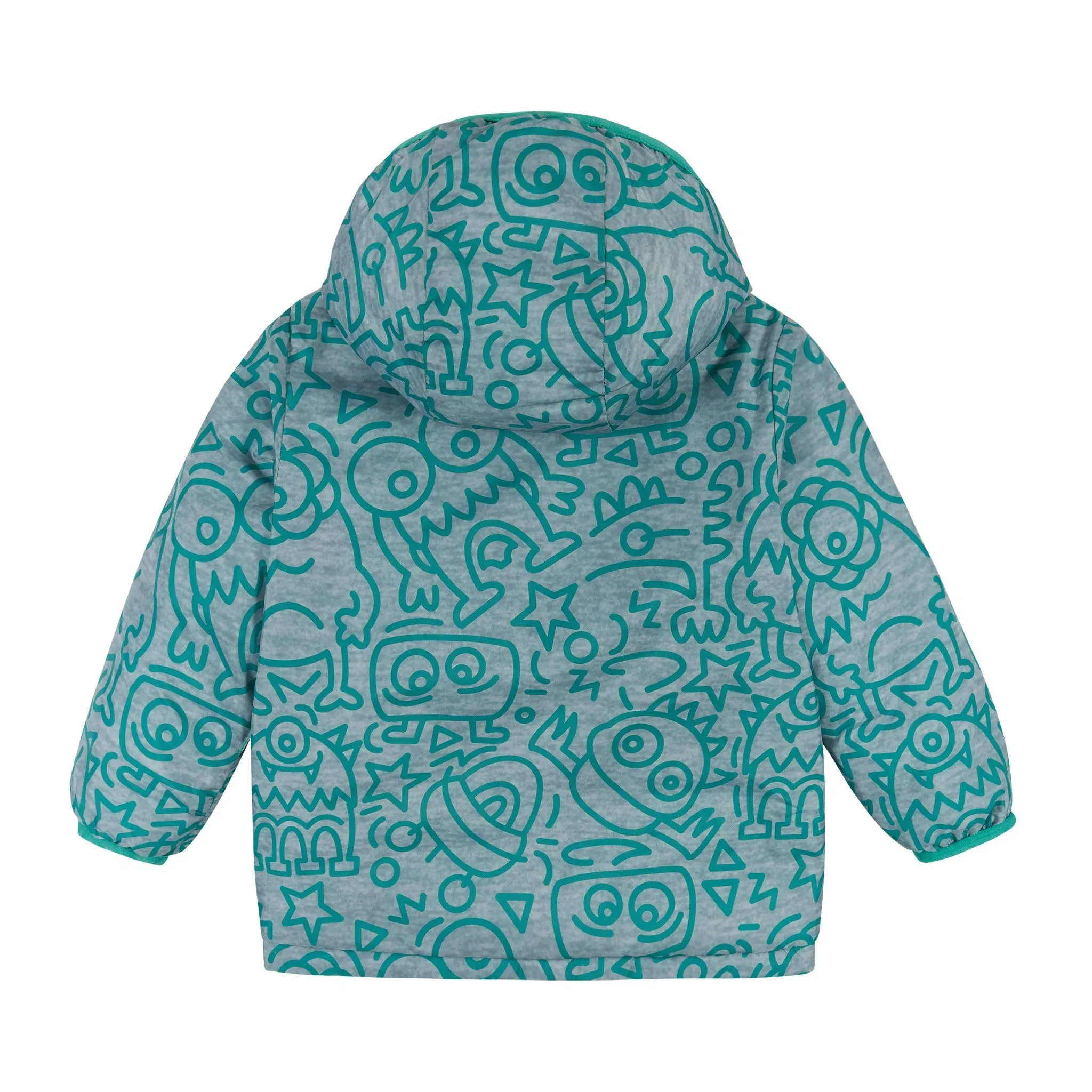 Infant Aqua Monsters Reversible Puffer  | Aqua