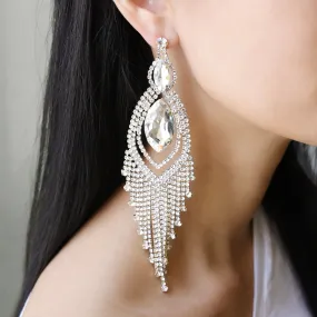 Ivanna Large Rhinestone Chandelier Post Earrings