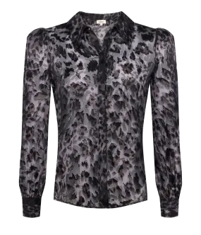 Jenica Blouse in Black Multi Oil Leopard