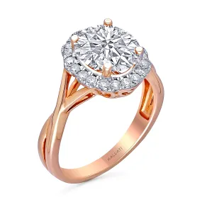 Kallati Eternal Round Halo Diamond Engagement Ring in 14K Rose Gold