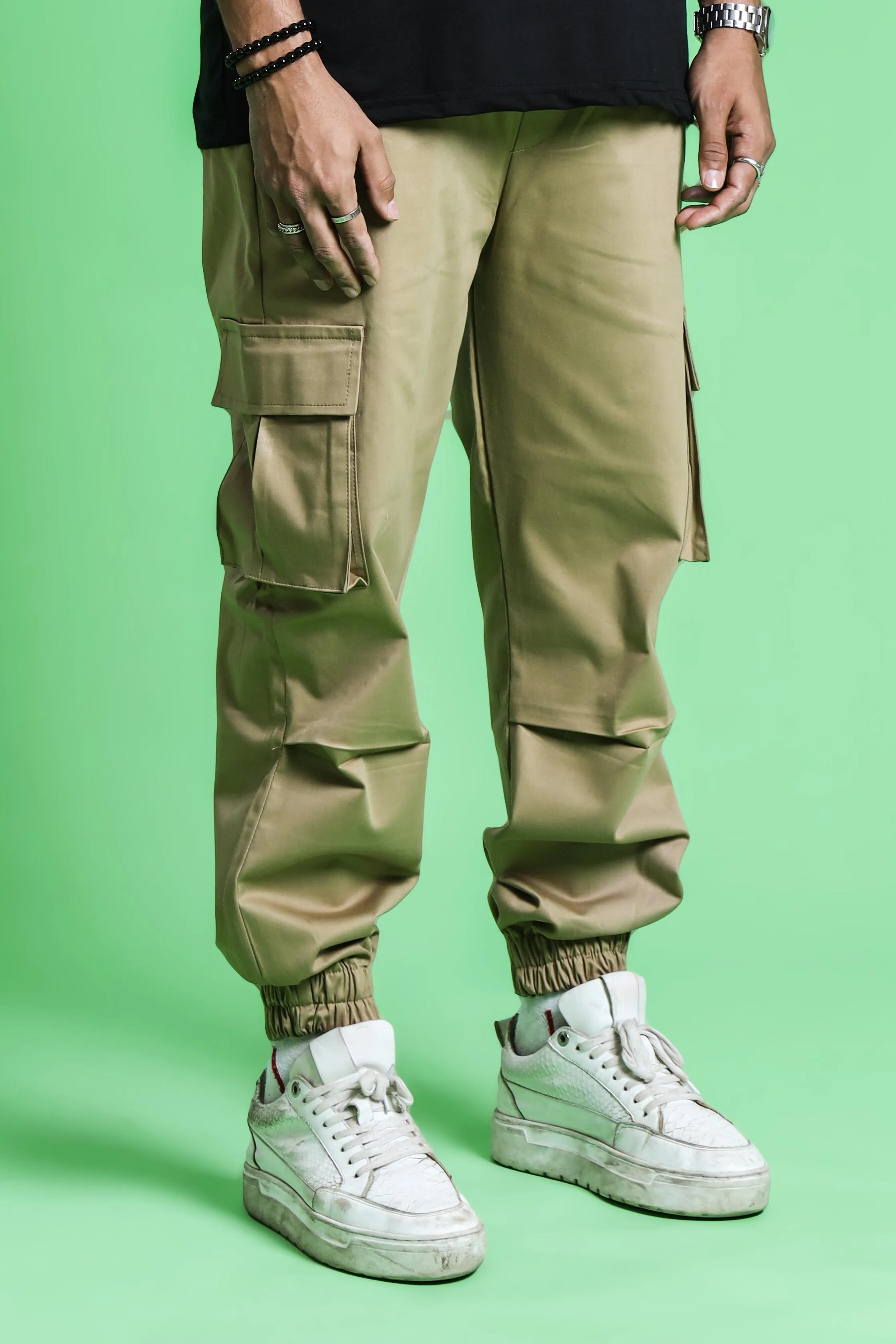 KHAKI CARGO PANT (ELASTIC)