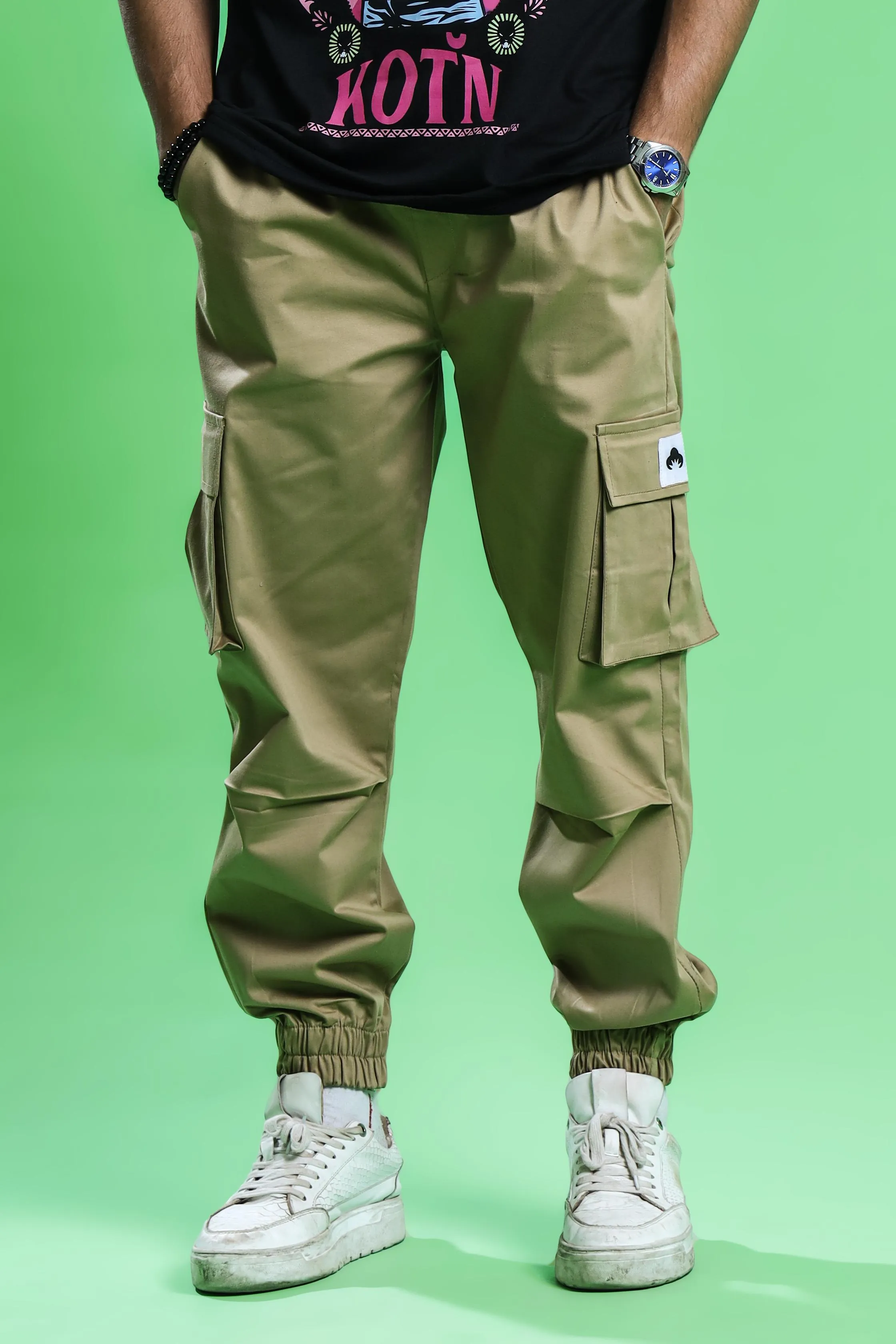 KHAKI CARGO PANT (ELASTIC)