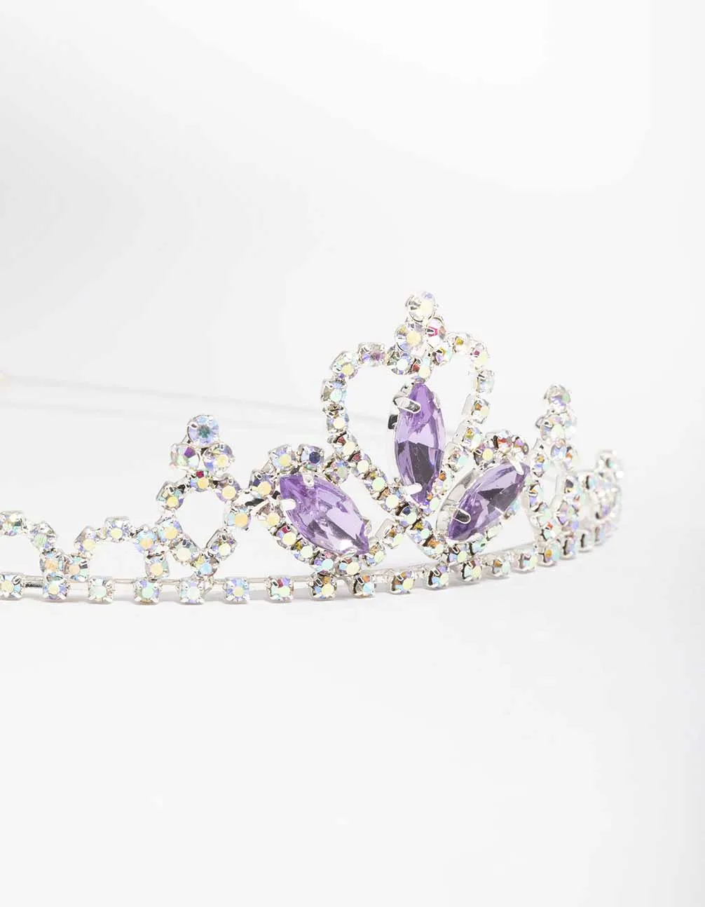 Kids Silver Lilac Diamante Tiara