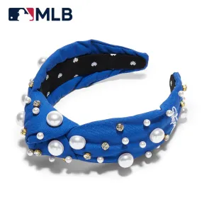 LA BREEZE LA DODGERS EMBELLISHED KNOTTED HEADBAND