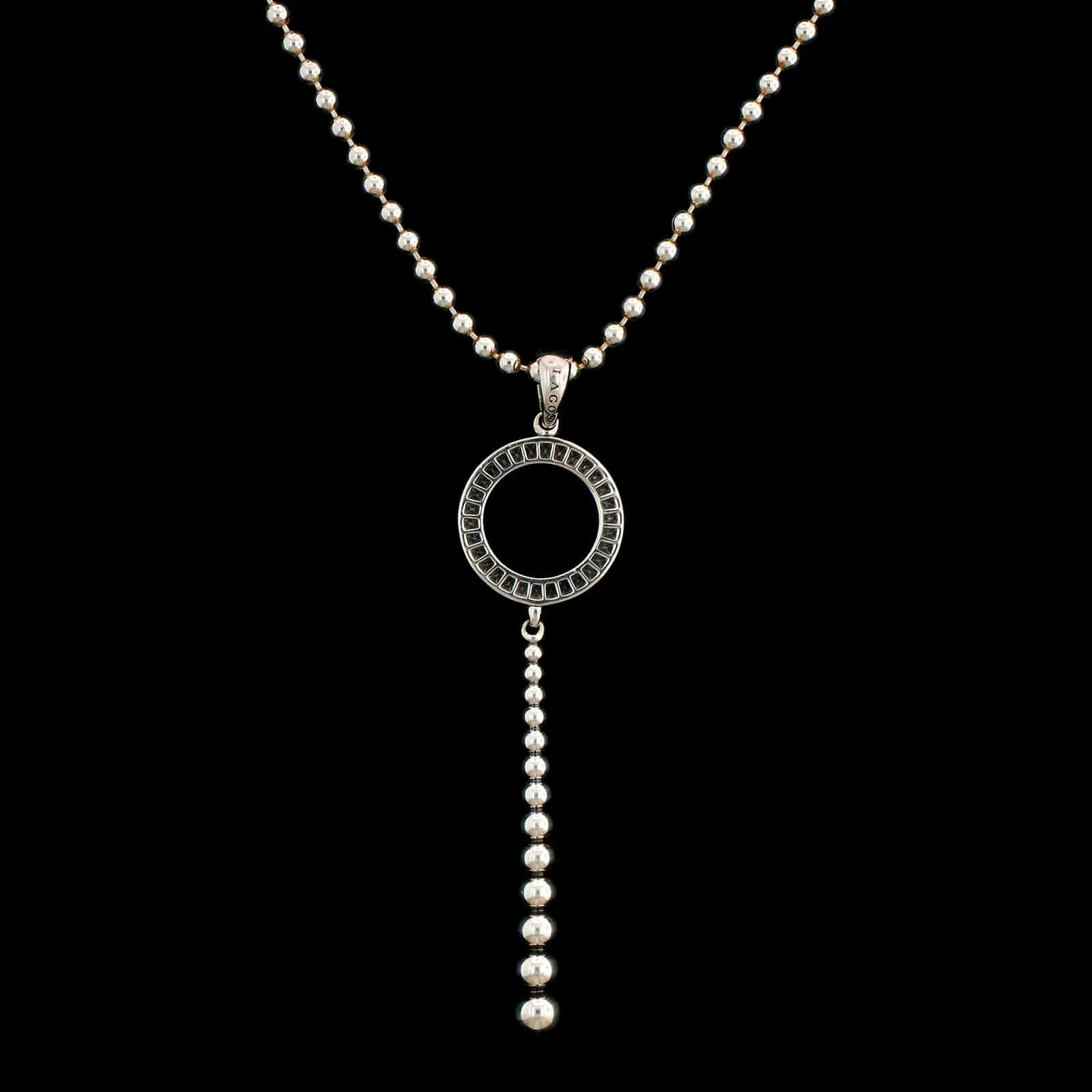 Lagos Sterling Silver Estate Diamond Caviar Spark Pendant Necklace