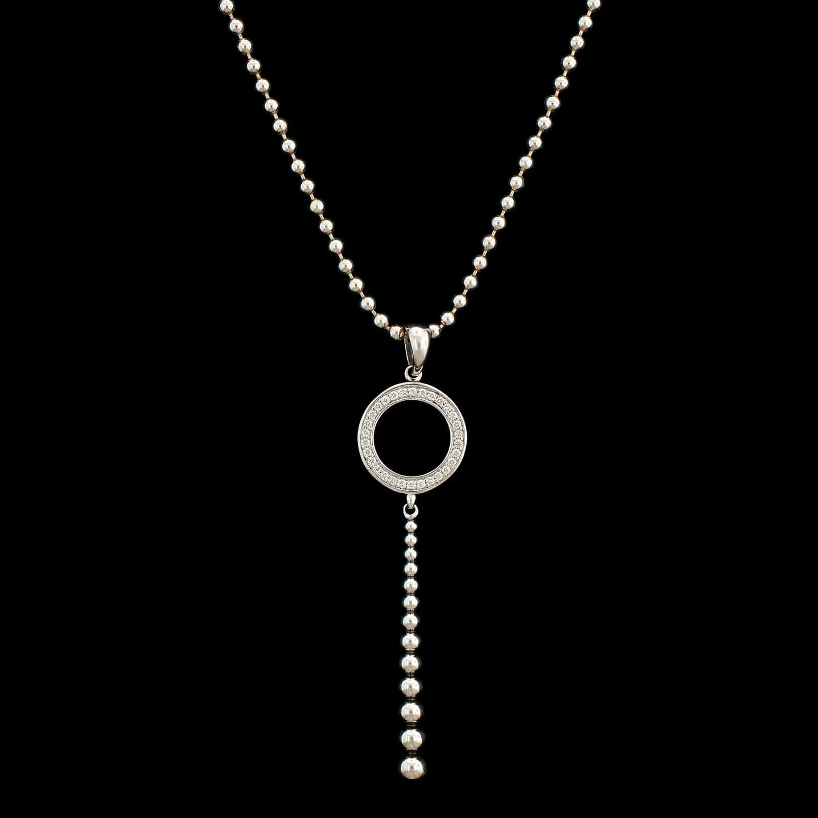 Lagos Sterling Silver Estate Diamond Caviar Spark Pendant Necklace