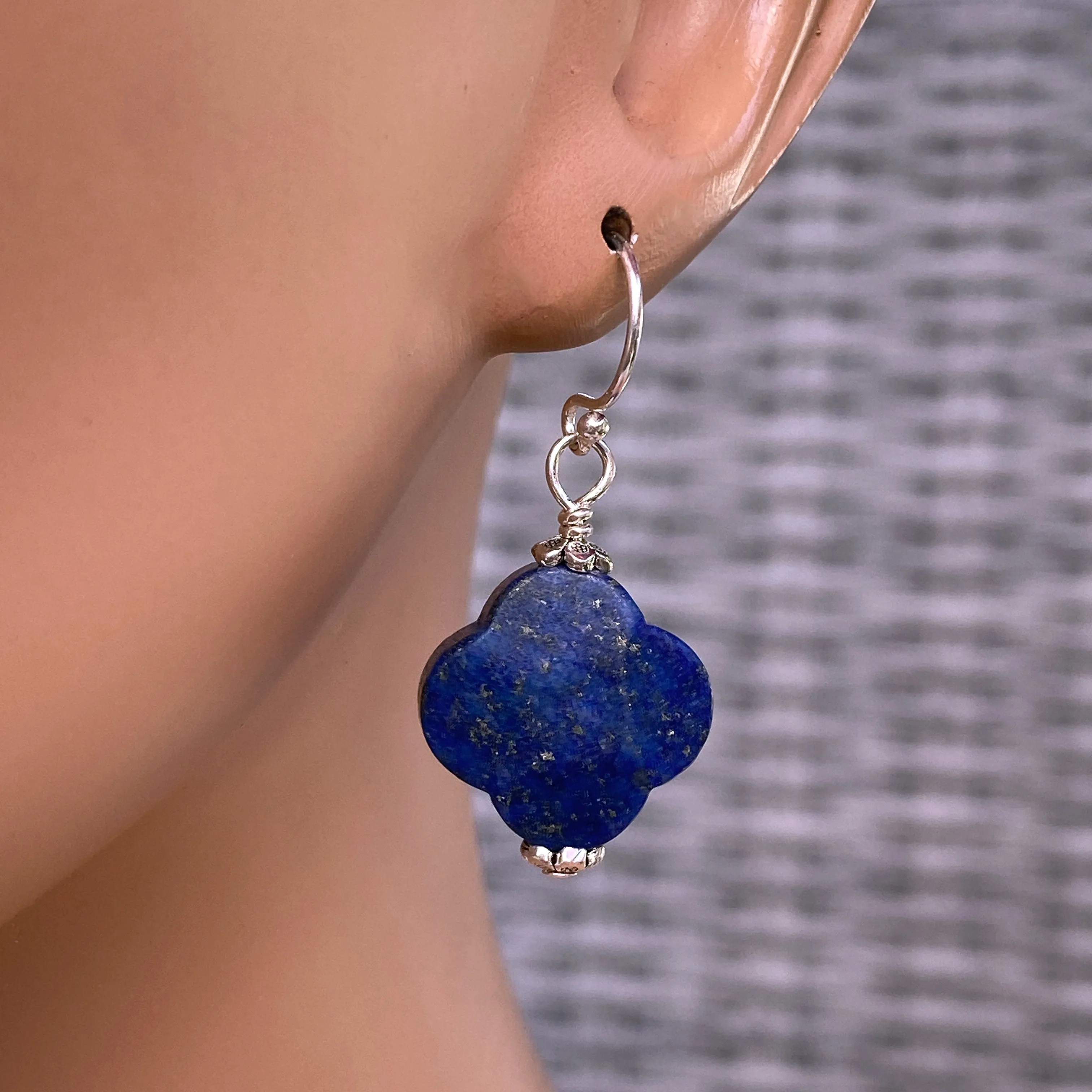 Lapis Lazuli Clover Earrings