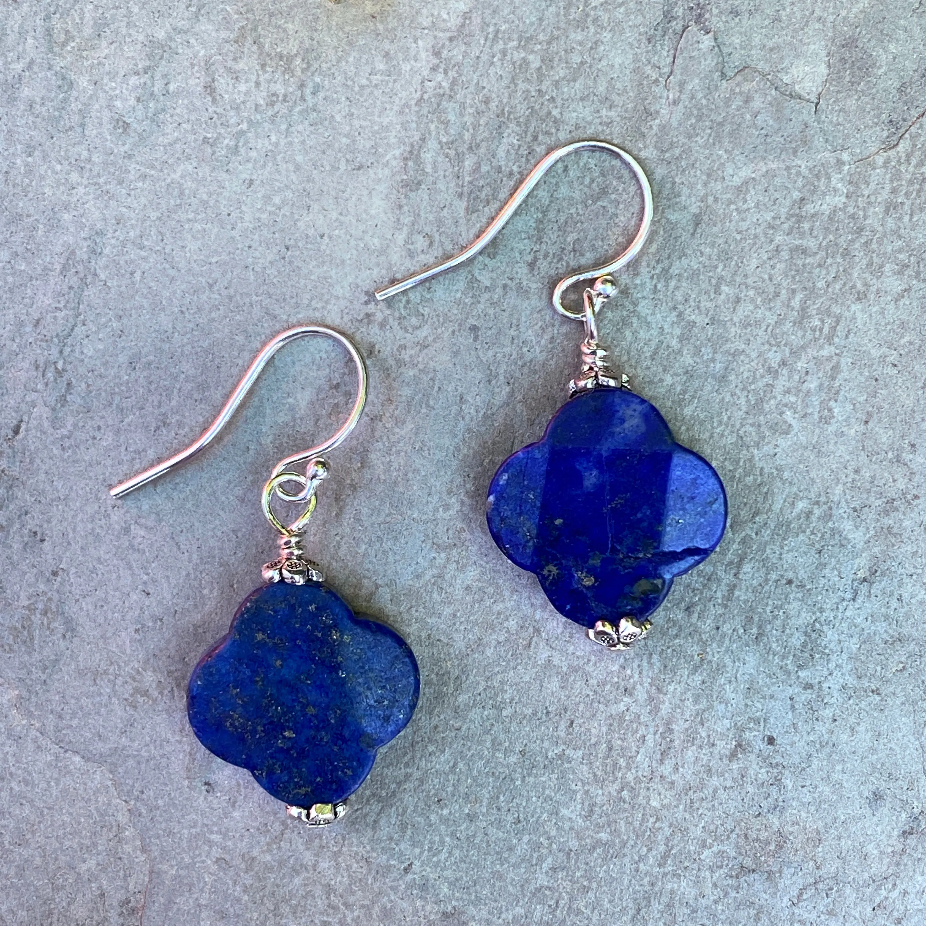 Lapis Lazuli Clover Earrings