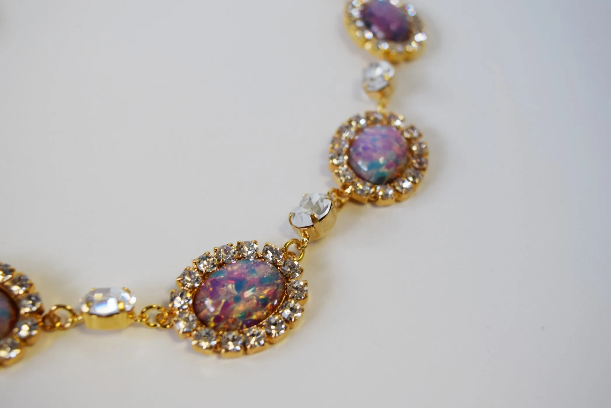 Large Fire Opal Halo Necklace