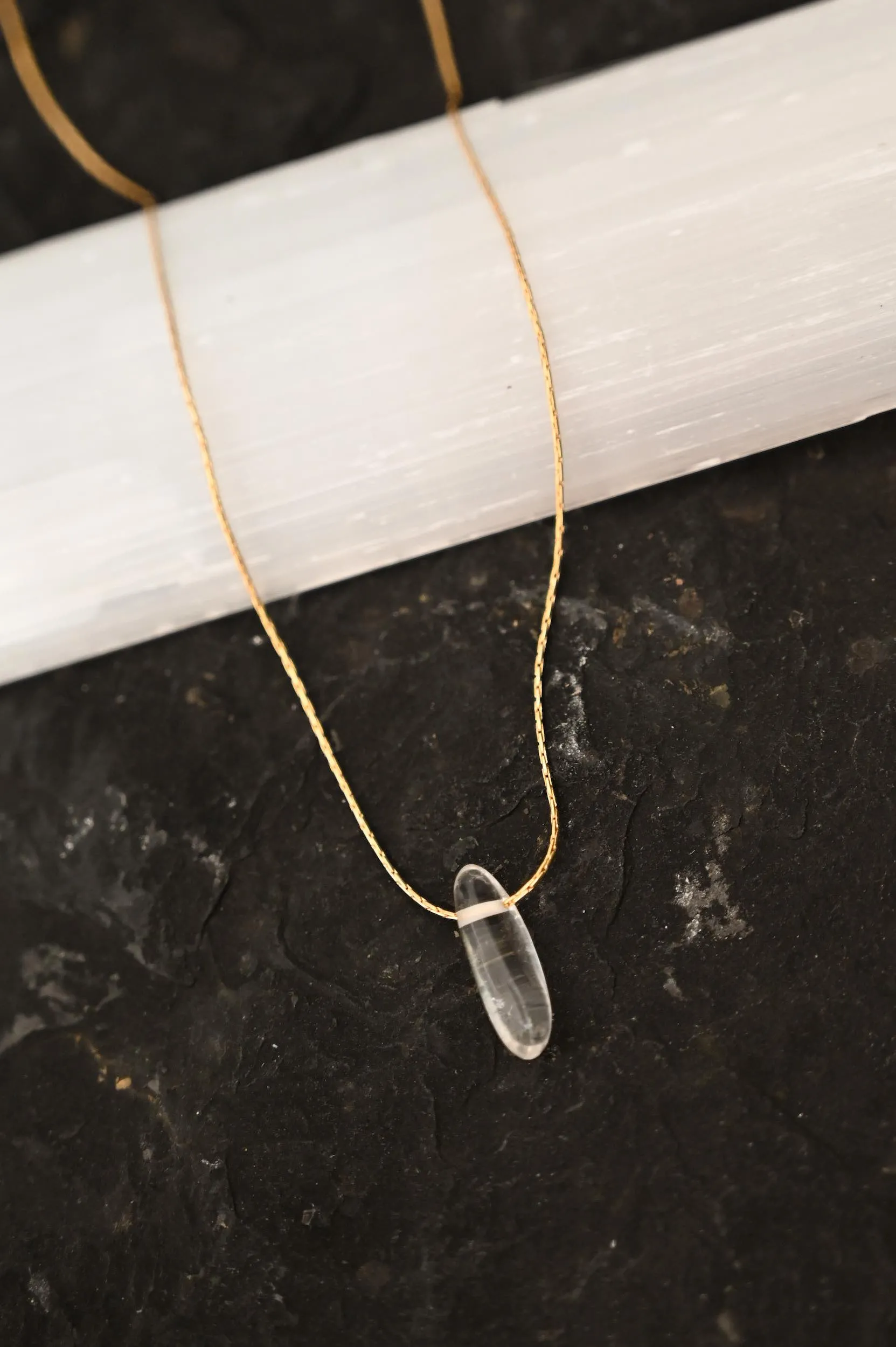 Life Force Dainty Quartz Gold Necklace