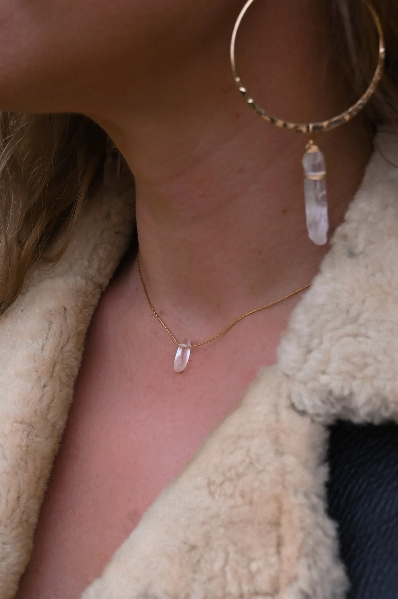 Life Force Dainty Quartz Gold Necklace