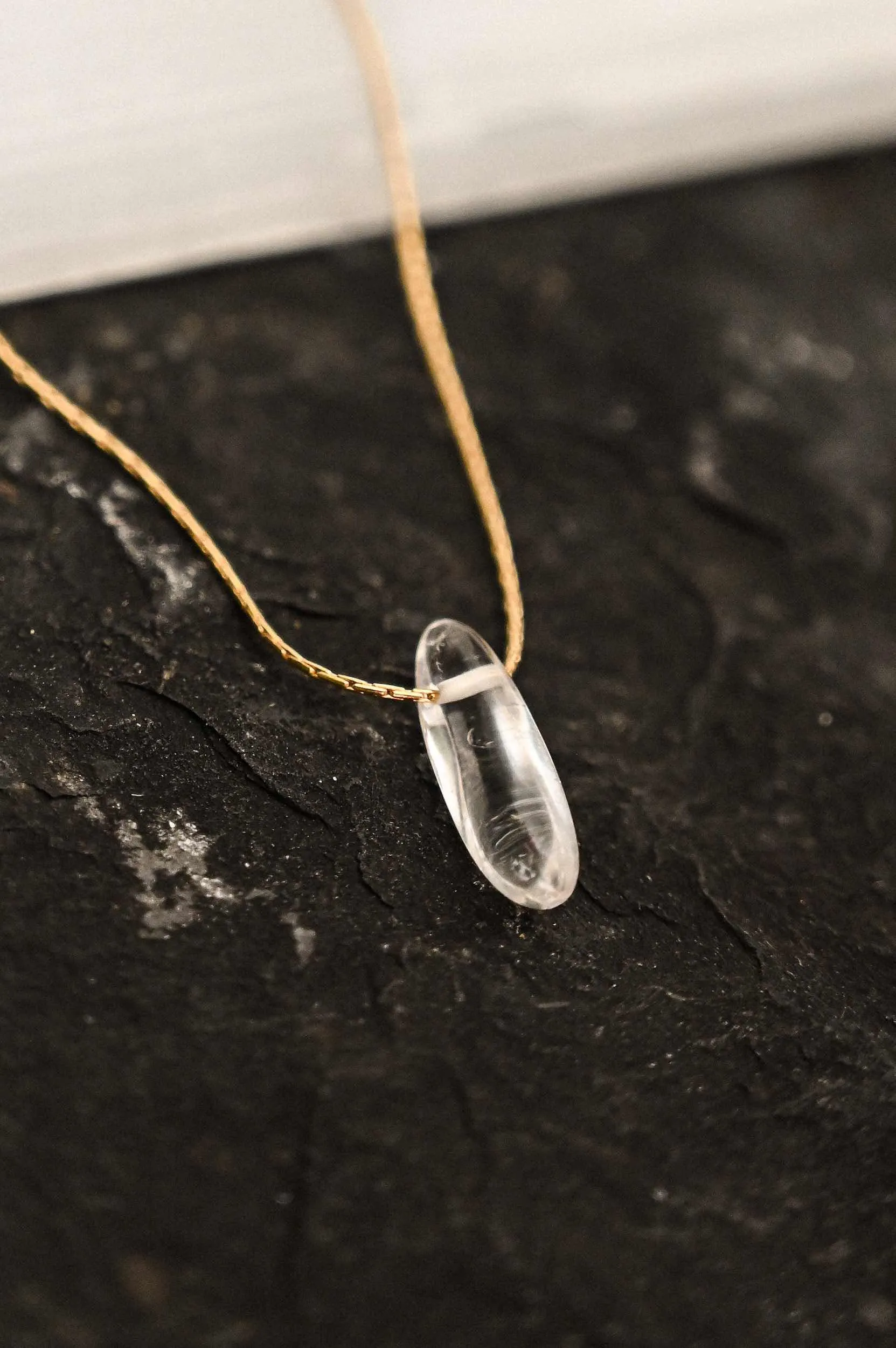 Life Force Dainty Quartz Gold Necklace