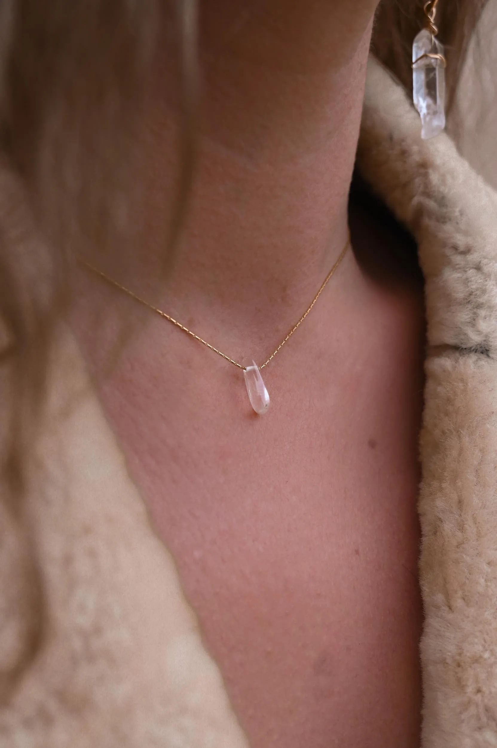 Life Force Dainty Quartz Gold Necklace