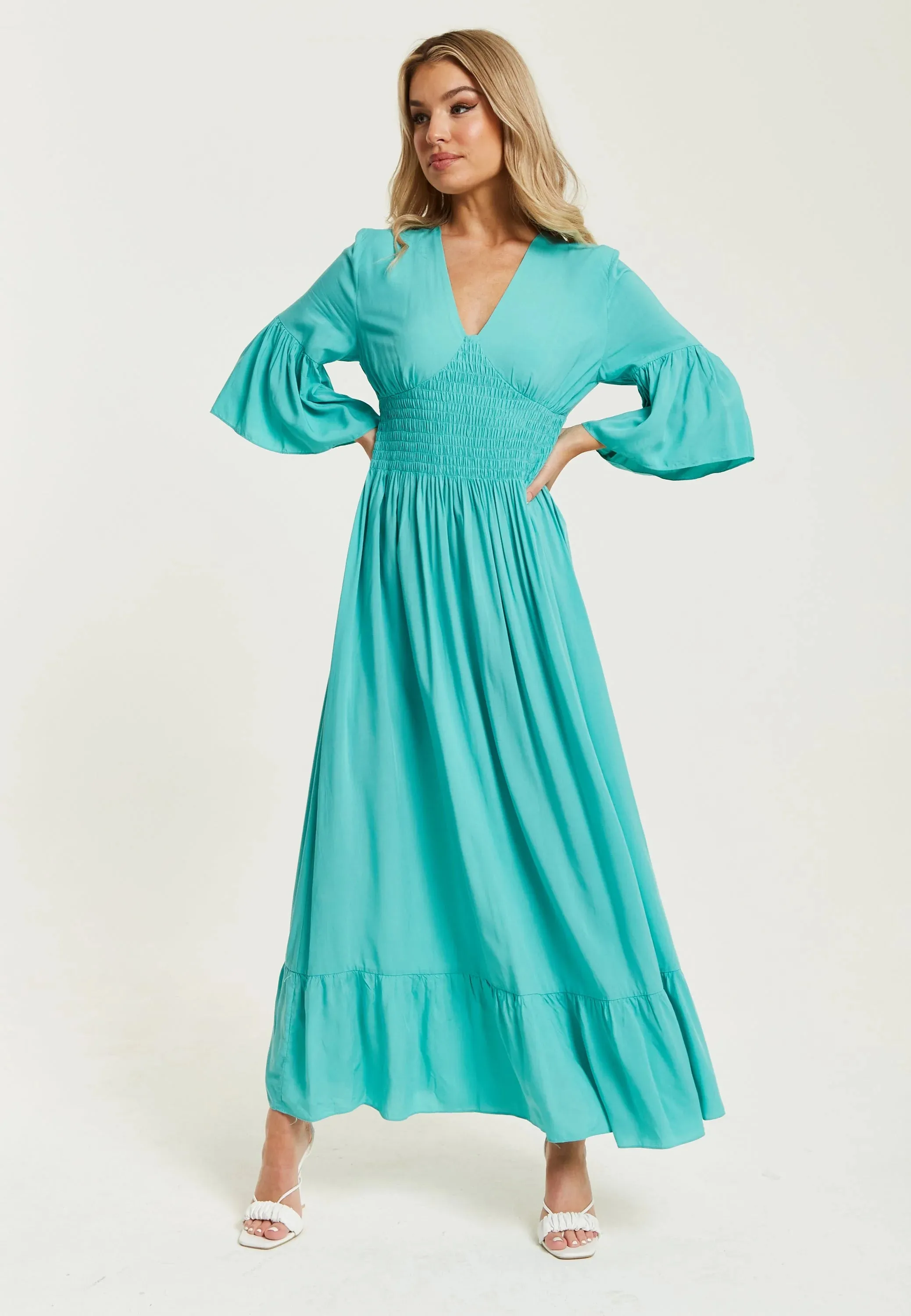 Liquorish Maxi Dress With Frill Sleeves