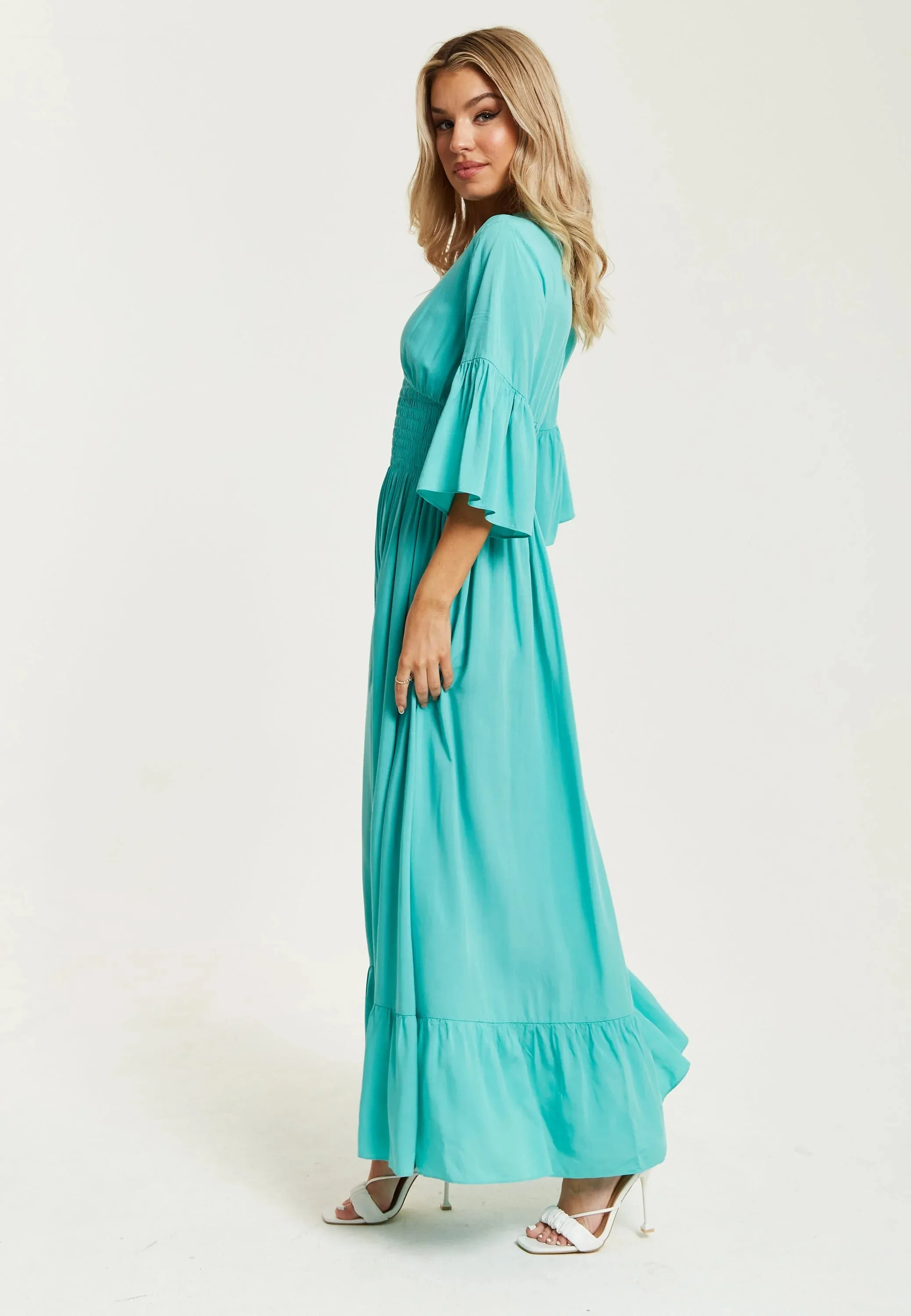 Liquorish Maxi Dress With Frill Sleeves