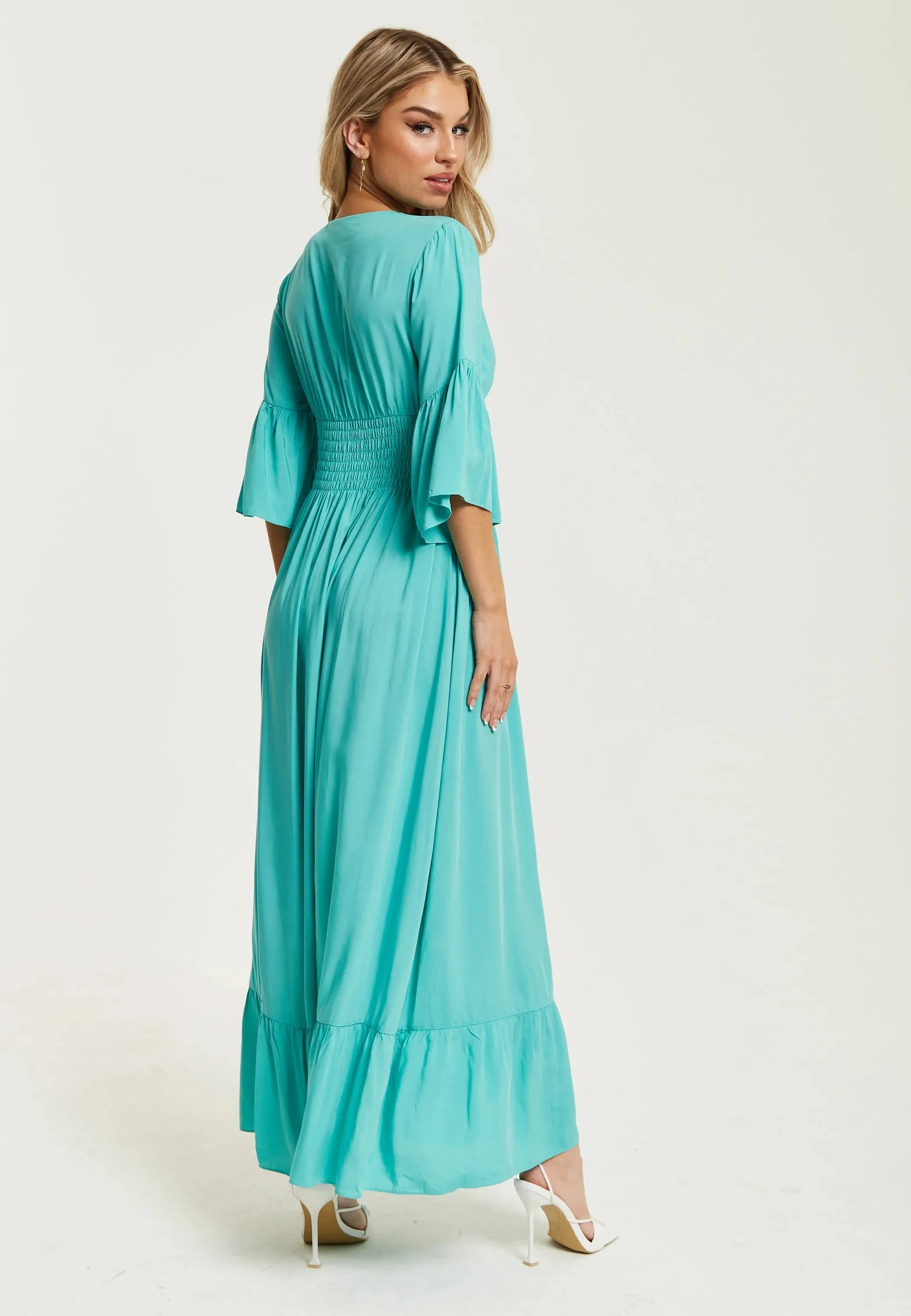 Liquorish Maxi Dress With Frill Sleeves