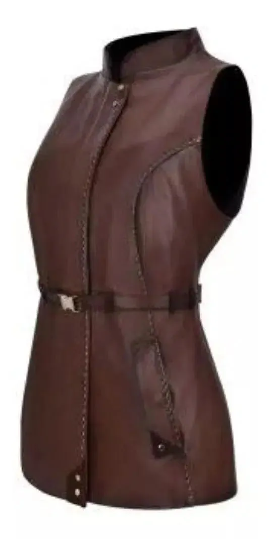 M270COC - Cuadra brown western fashion rabbit leather jacket for women