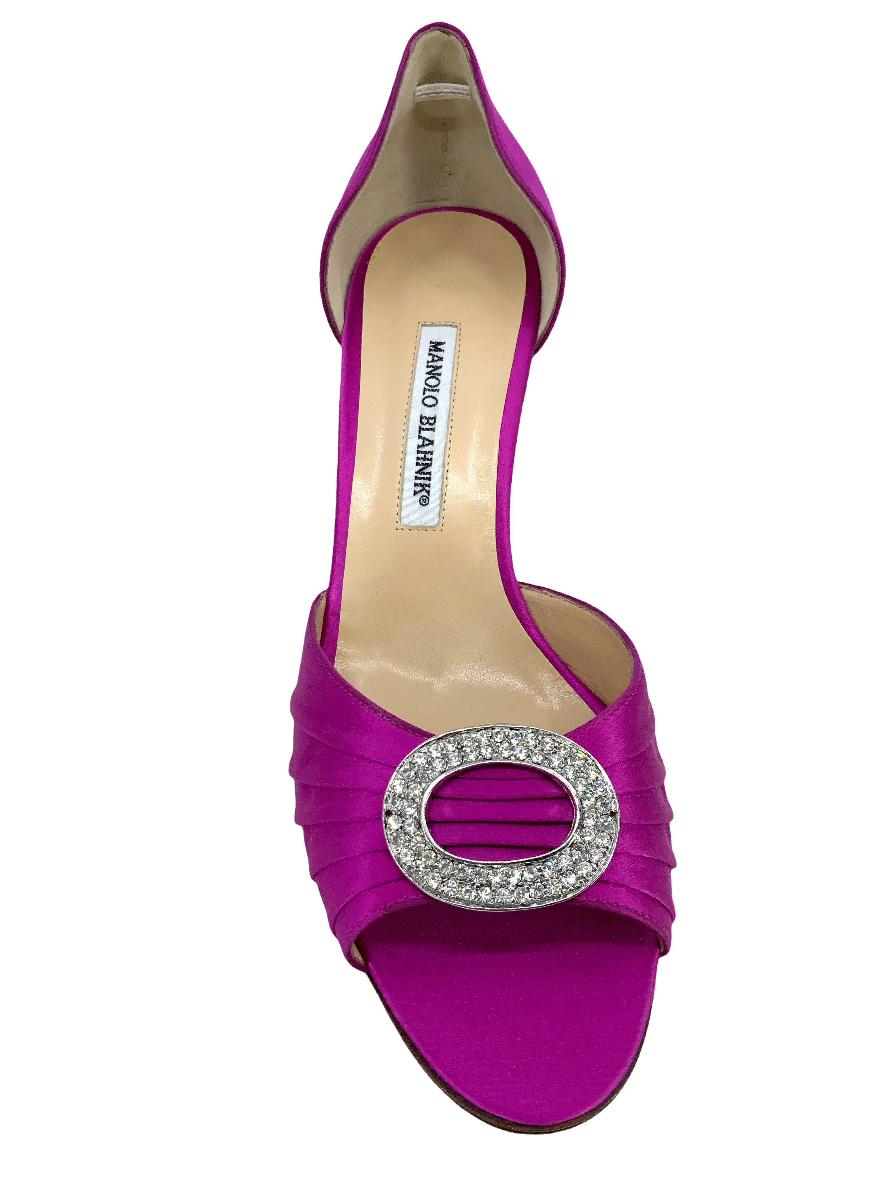 Manolo Blahnik Sedaraby Embellished Satin d'Orsay Pumps Size 10.5