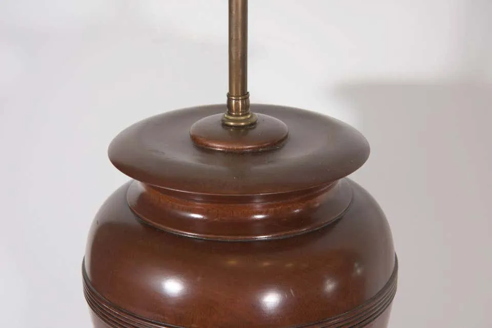 Midcentury Custom Made Carved Mahogany Urn Table Lamp