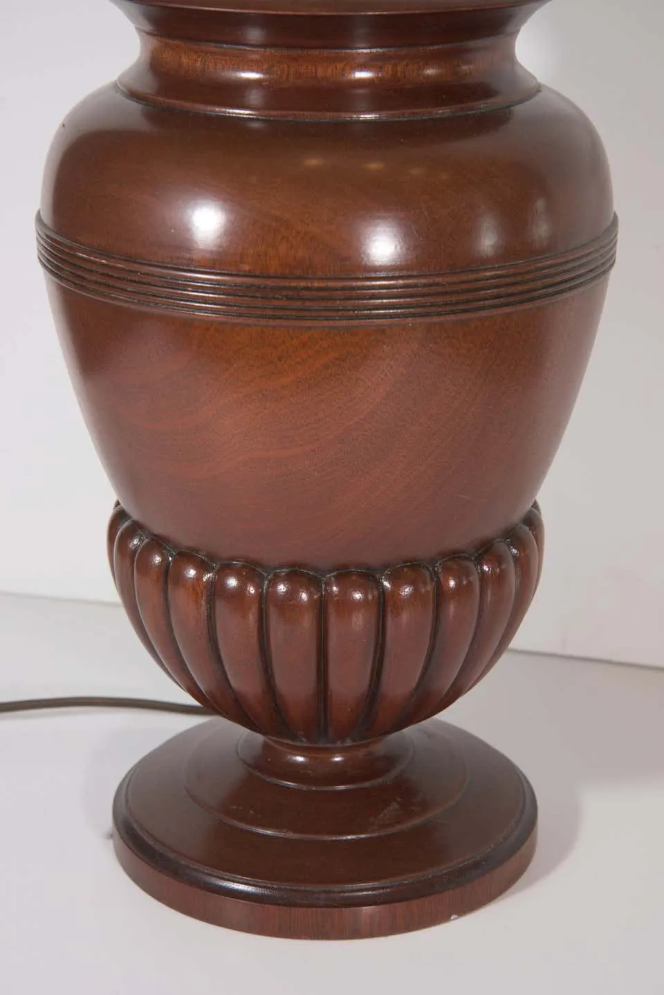 Midcentury Custom Made Carved Mahogany Urn Table Lamp