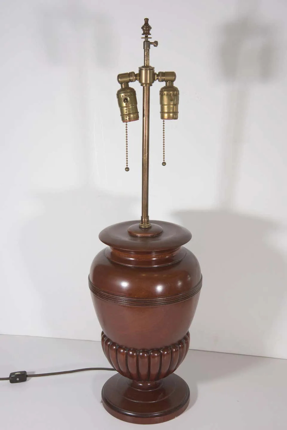 Midcentury Custom Made Carved Mahogany Urn Table Lamp