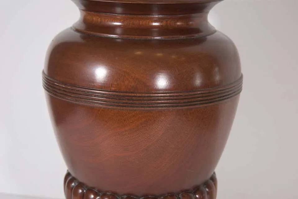 Midcentury Custom Made Carved Mahogany Urn Table Lamp