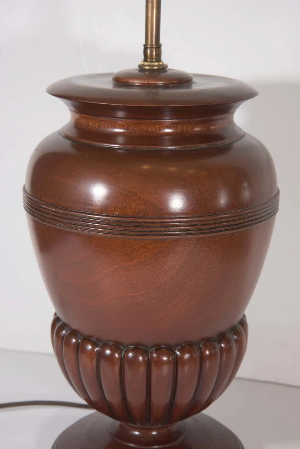 Midcentury Custom Made Carved Mahogany Urn Table Lamp